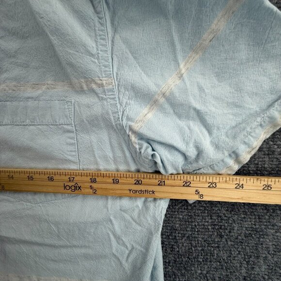 Quiksilver Button Up Shirt Short Sleeve Men Surf Blue Striped Medium Beach ** - Picture 6 of 16